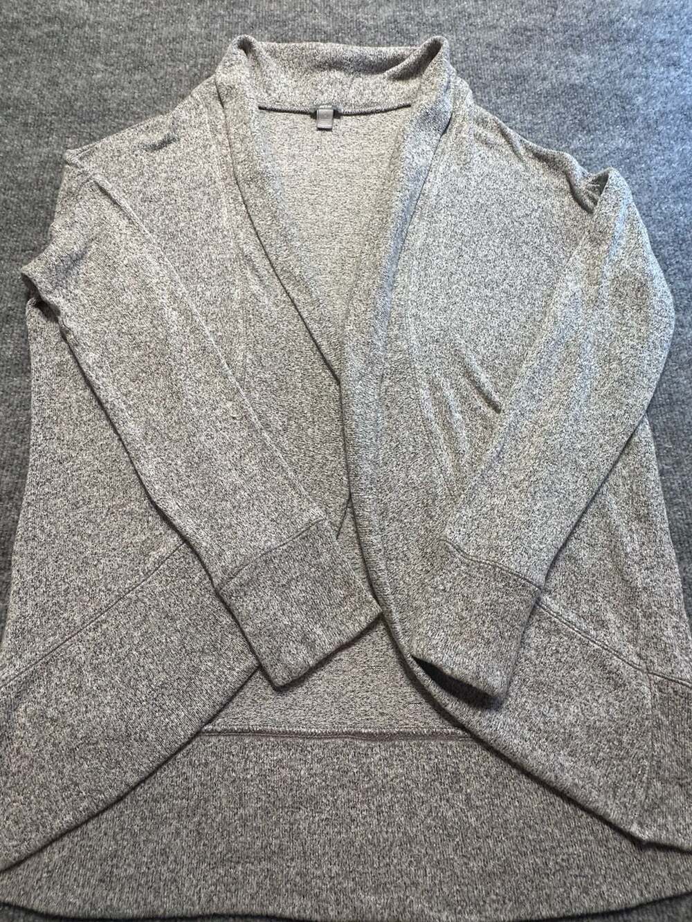 Aerie Gray Mottled Shawl Collar Open Front Cardigan Cozy Quiet Luxury Balletcore
